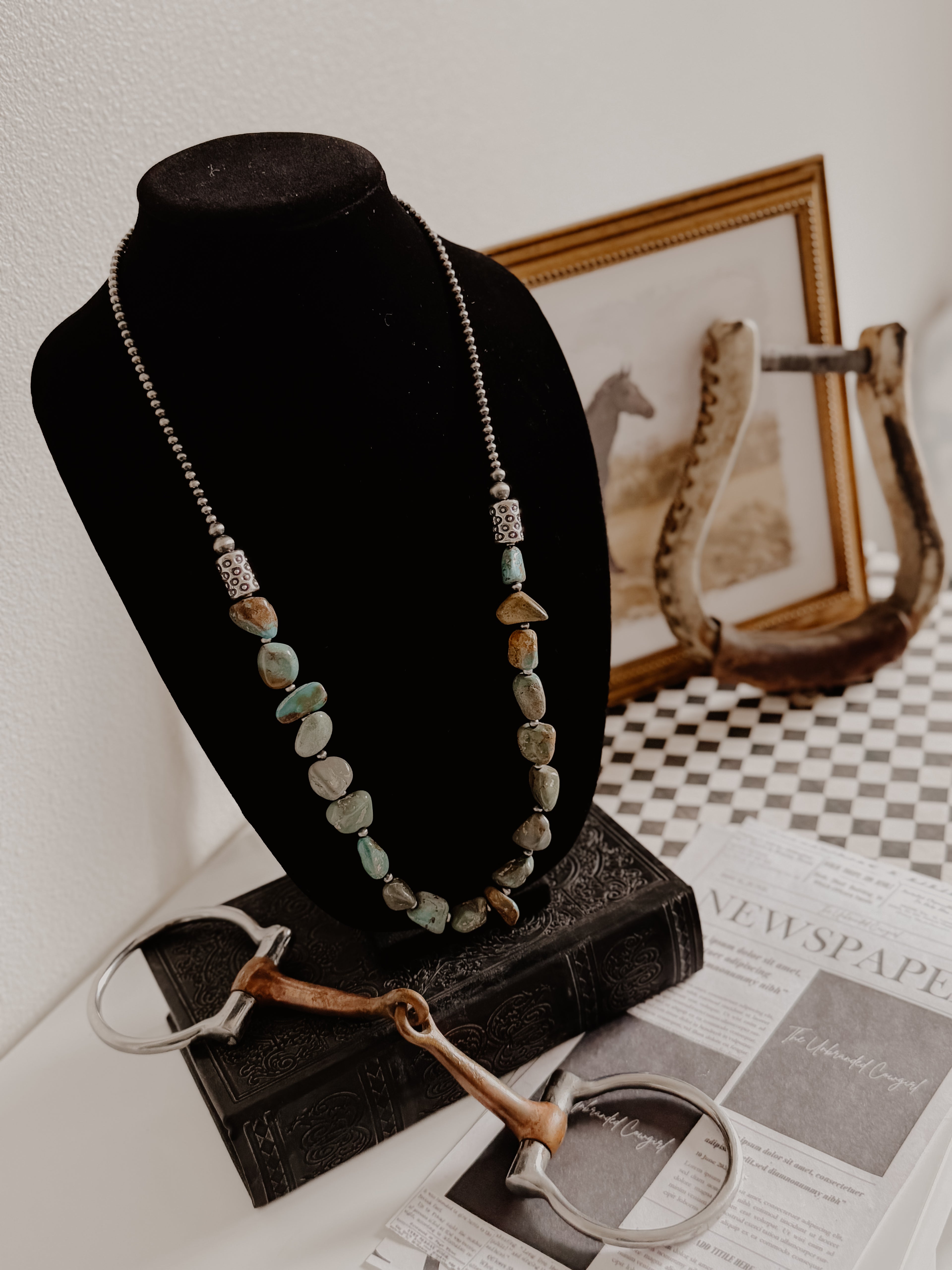 THE HIGH DESERT NECKLACE - Genuine Turquoise & Sterling Pearls