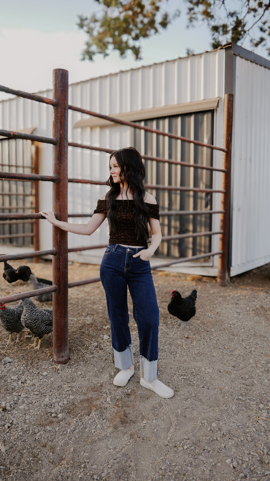 THE BRI OFF-SHOULDER RUCHED ANIMAL PRINT KNIT TOP