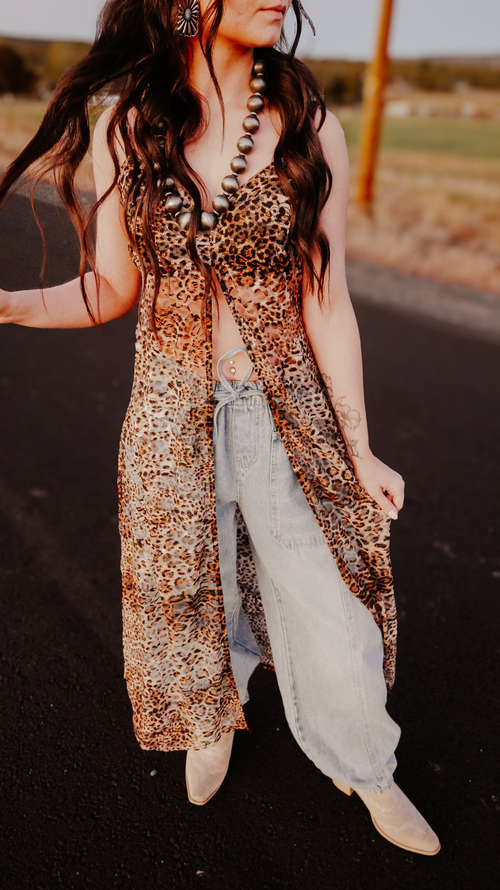 THE CHEETAH GIRL SHEER TOP