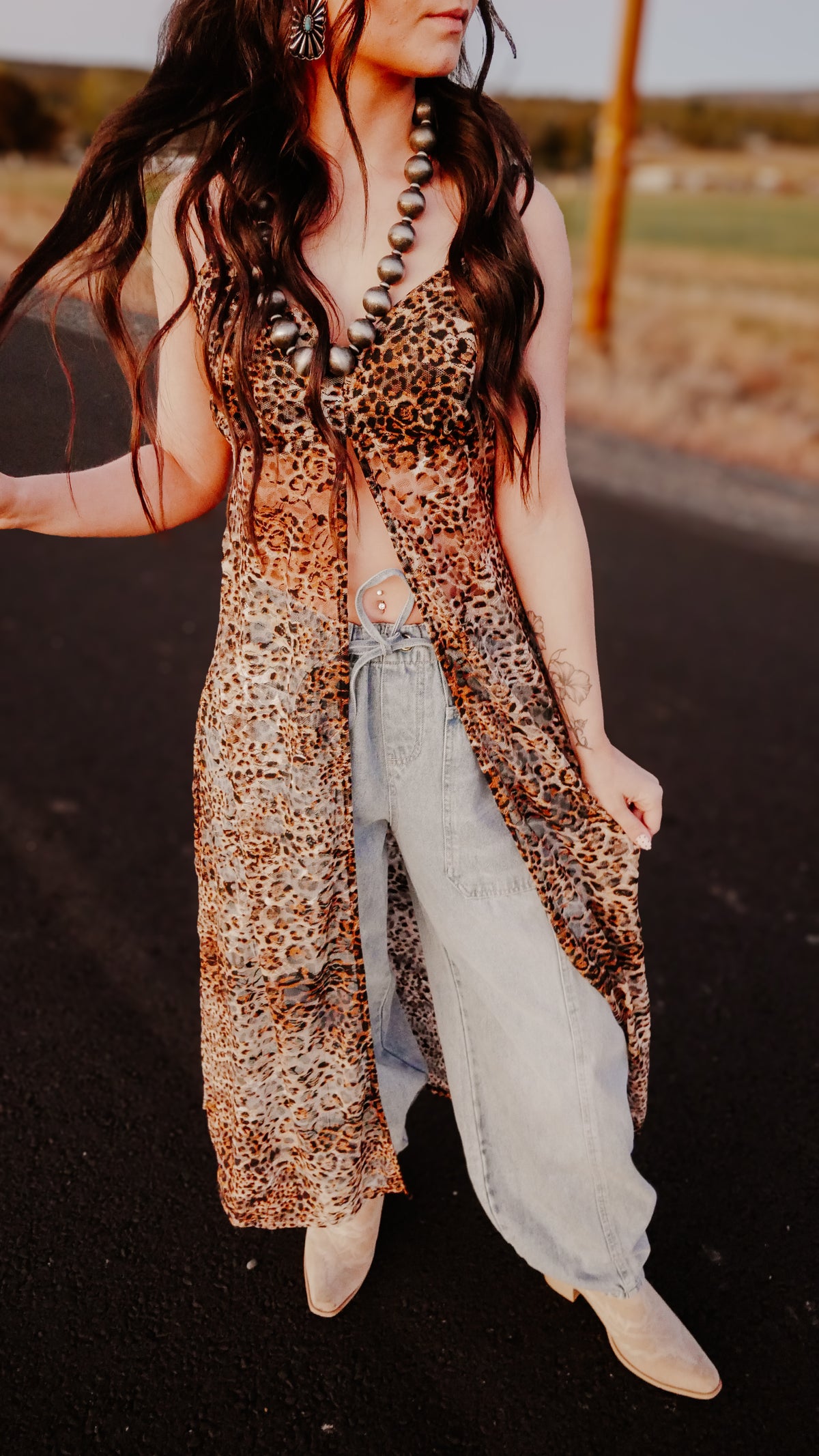 THE CHEETAH GIRL SHEER TOP