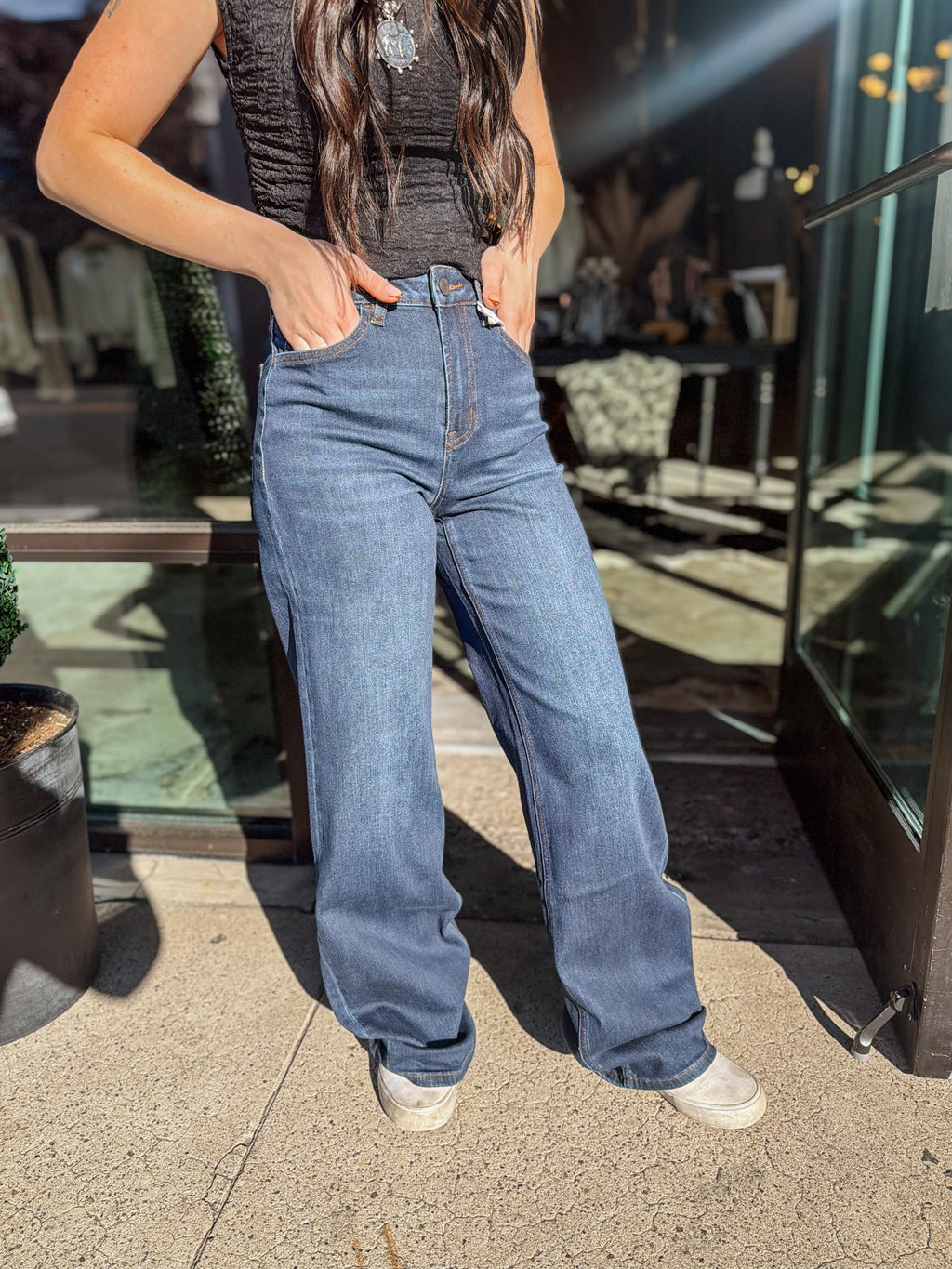 THE OLIVIA HIGH-RISE DARK WASH JEANS