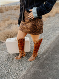THE LAYLA LEOPARD SUEDE MINI SKIRT