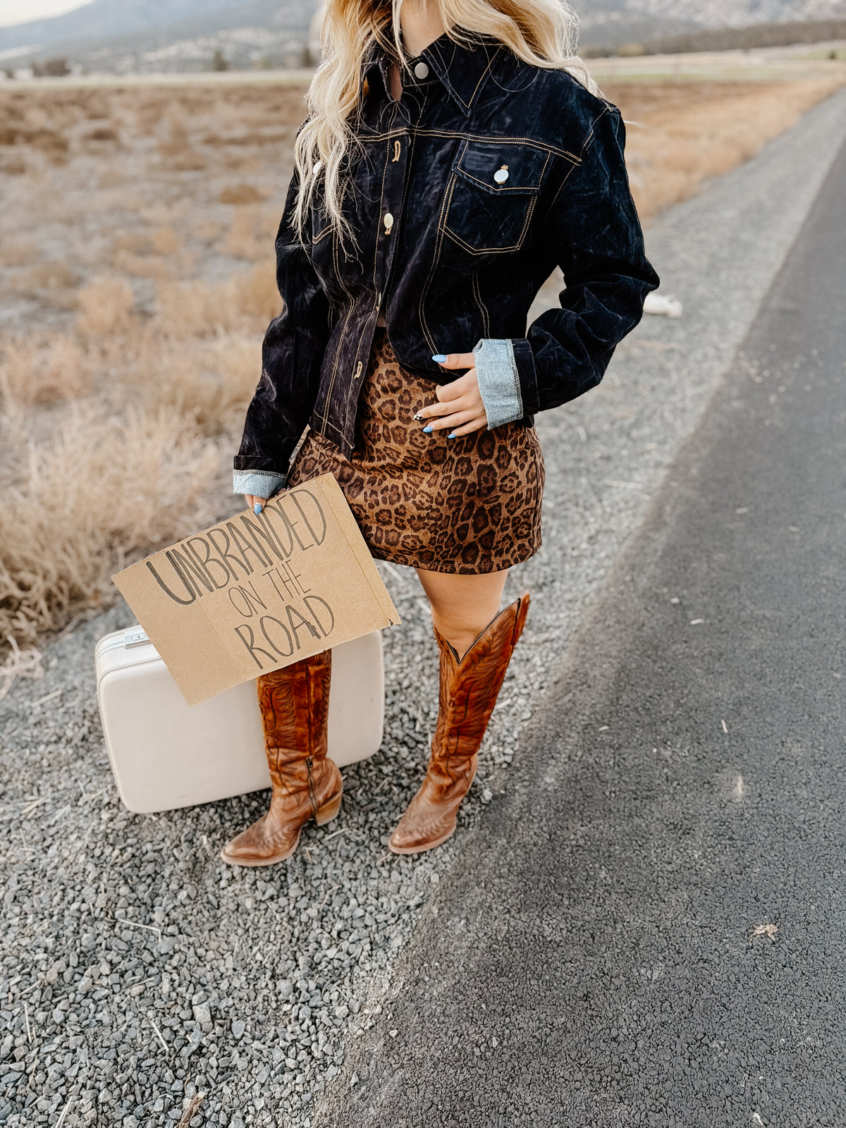 THE LAYLA LEOPARD SUEDE MINI SKIRT