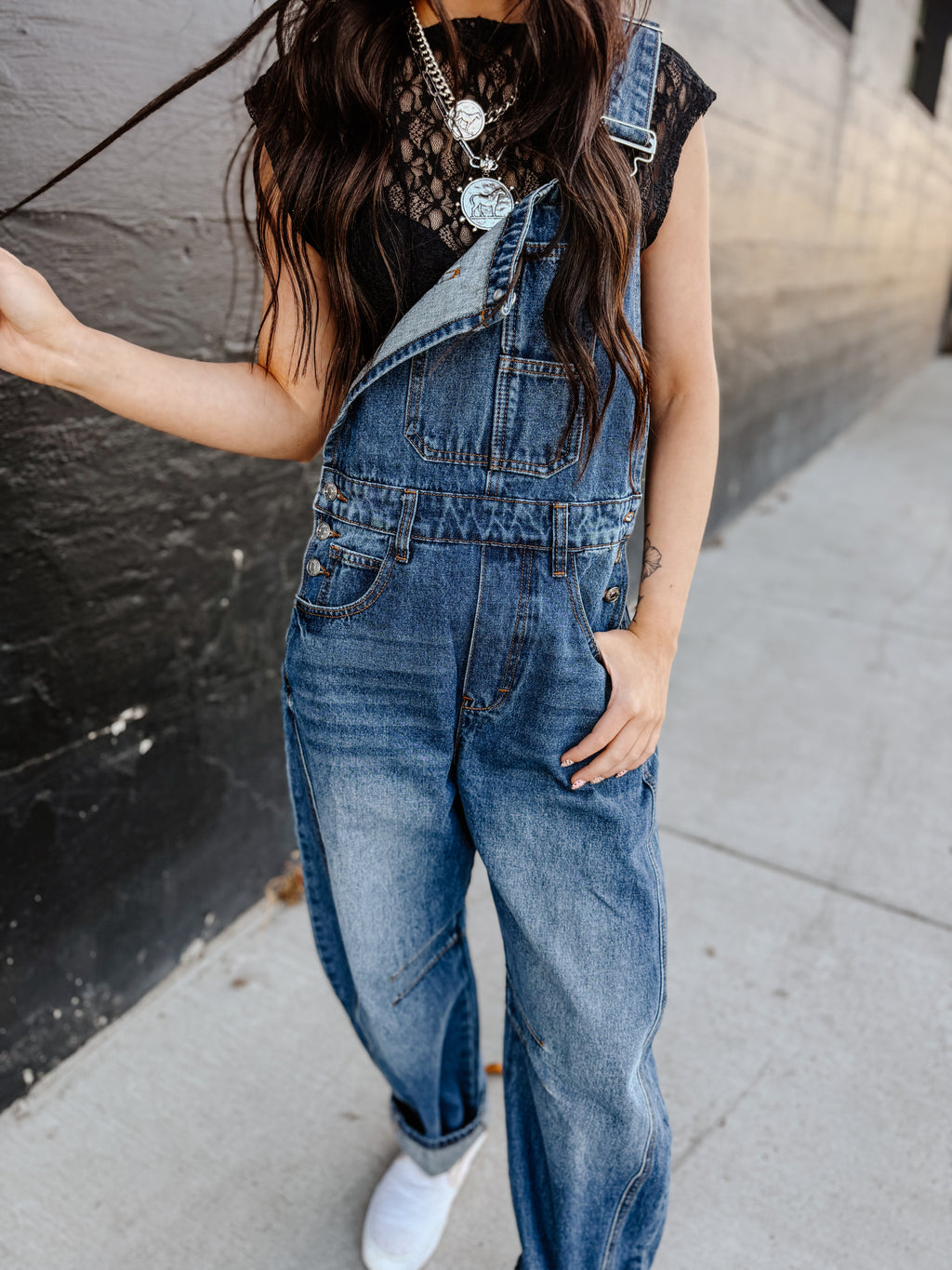 THE WRENLEY DENIM BARREL OVERALLS
