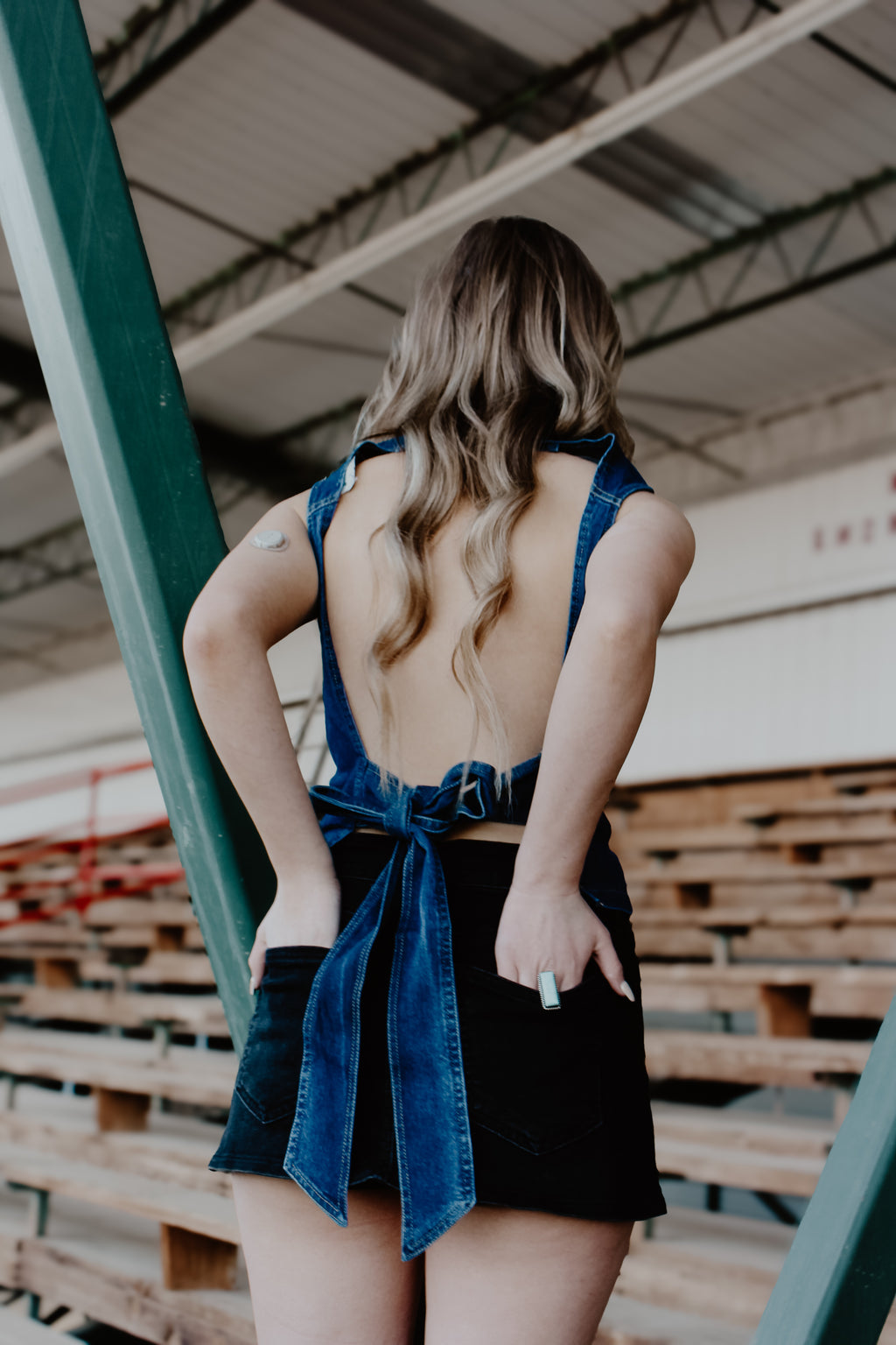THE BOWEN DENIM TOP - DARK WASH ￼￼