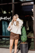 THE LAYLA LEOPARD SUEDE MINI SKIRT