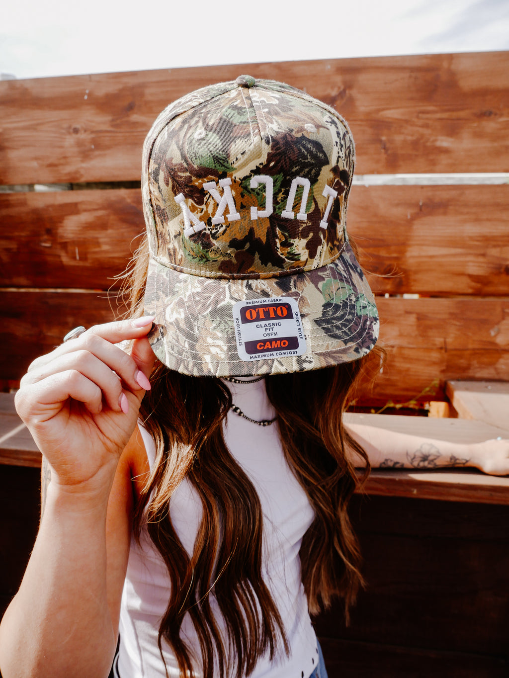 THE LUCKY GIRL CAMO TRUCKER