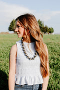 THE STRIPE AVERY RUFFLE BLOUSE