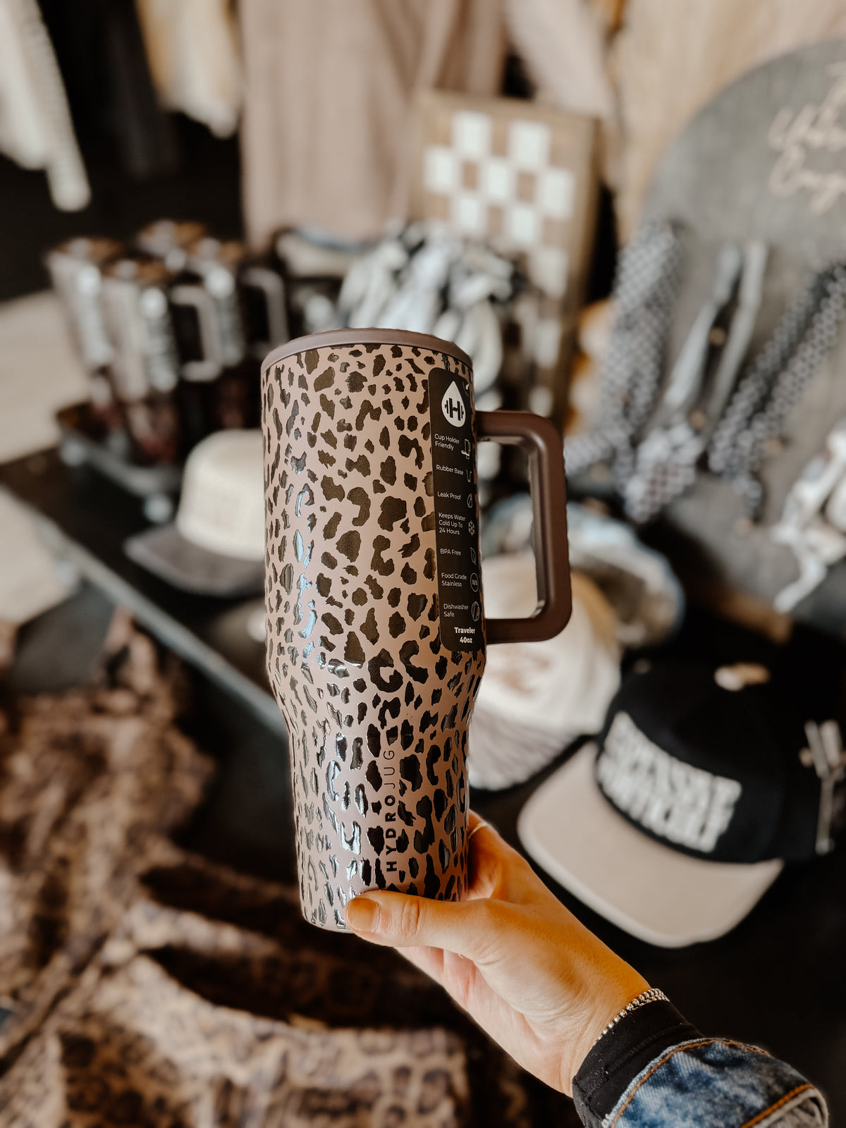 Brown Leopard HydroJug 40 oz Traveler Tumbler