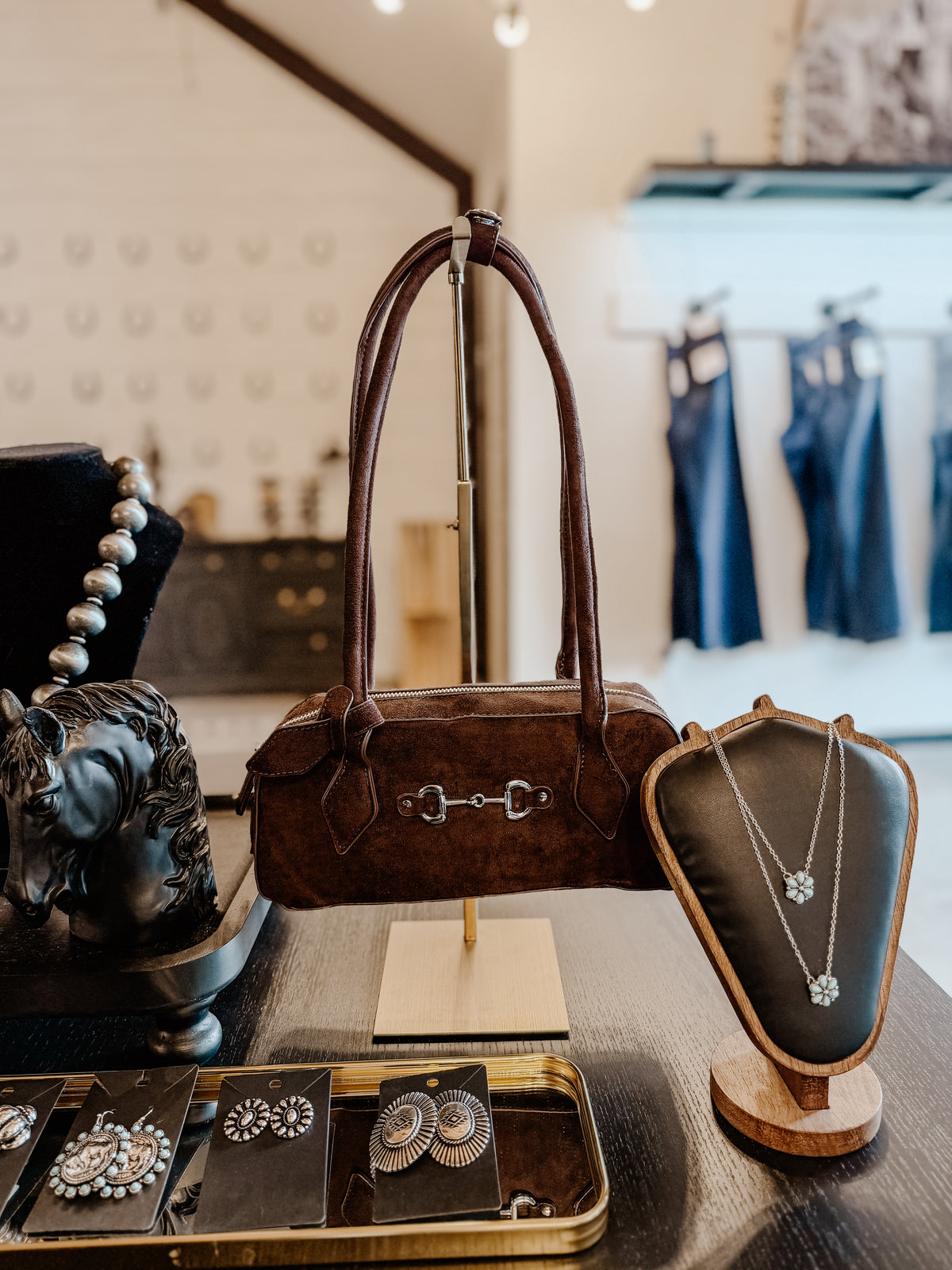 THE BIT GIRL SUEDE SHOULDER BAG