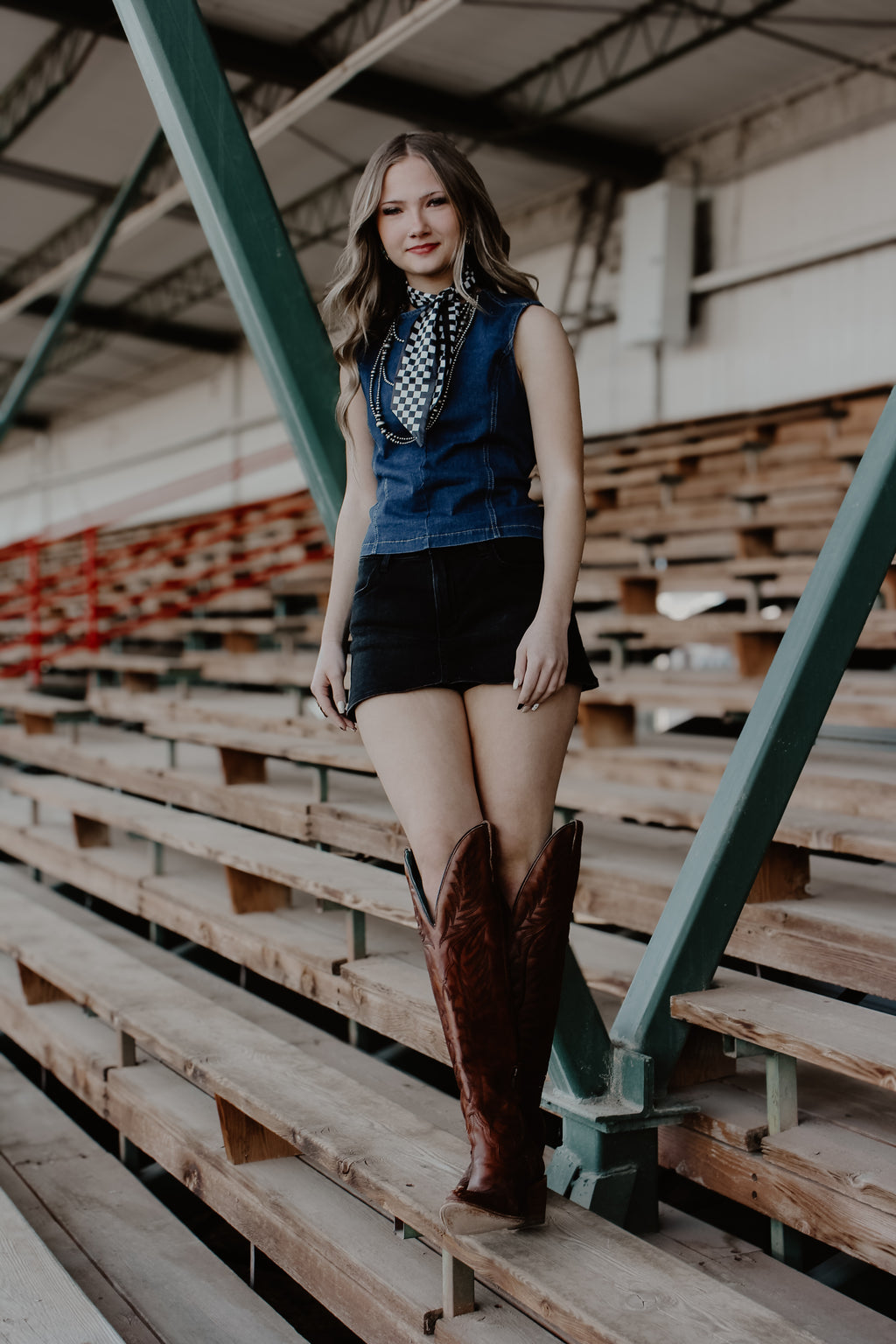 THE BOWEN DENIM TOP - DARK WASH ￼￼
