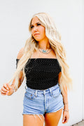 THE RENLEY MESH OFF THE SHOULDER TOP