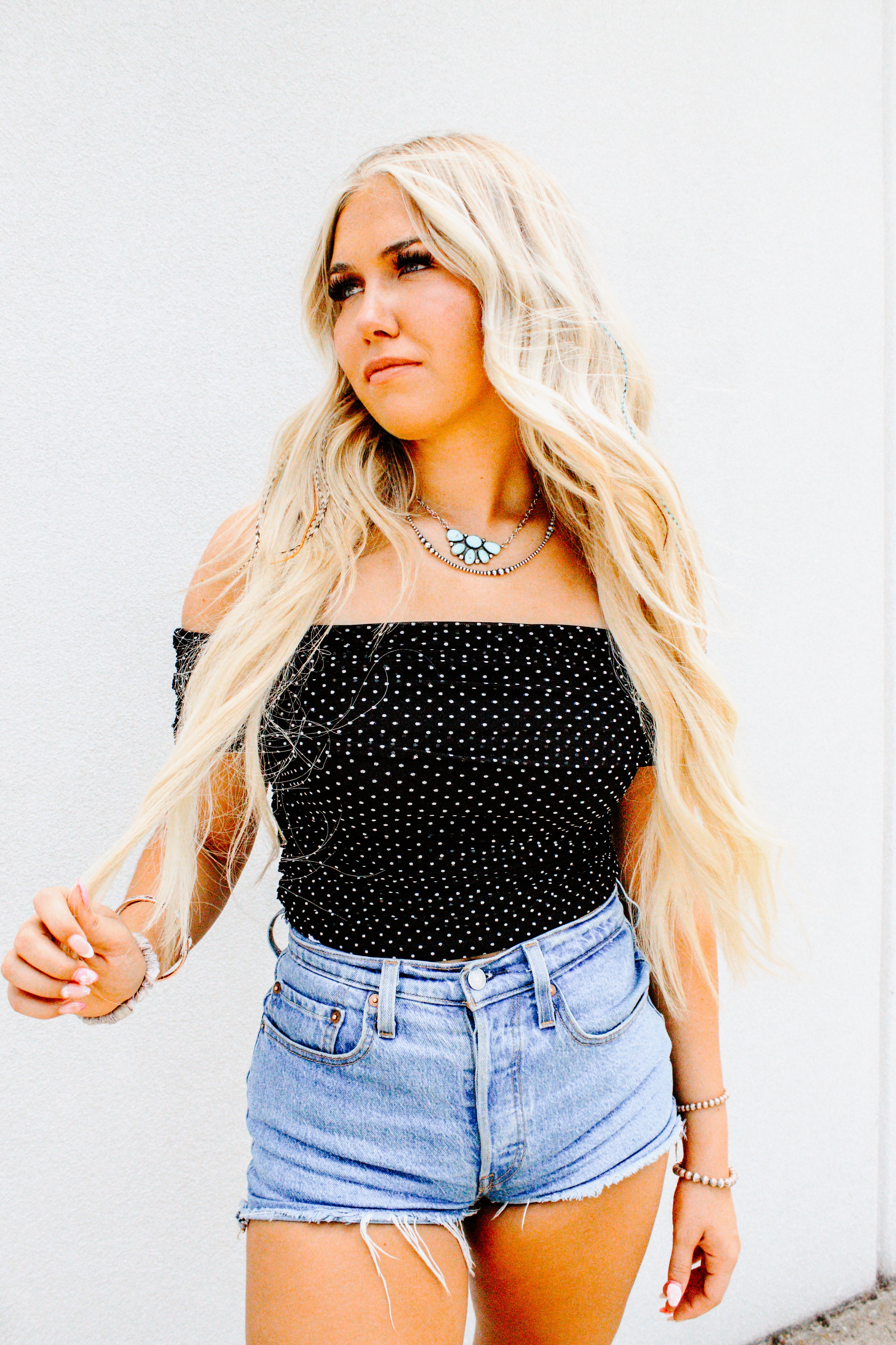 THE RENLEY MESH OFF THE SHOULDER TOP