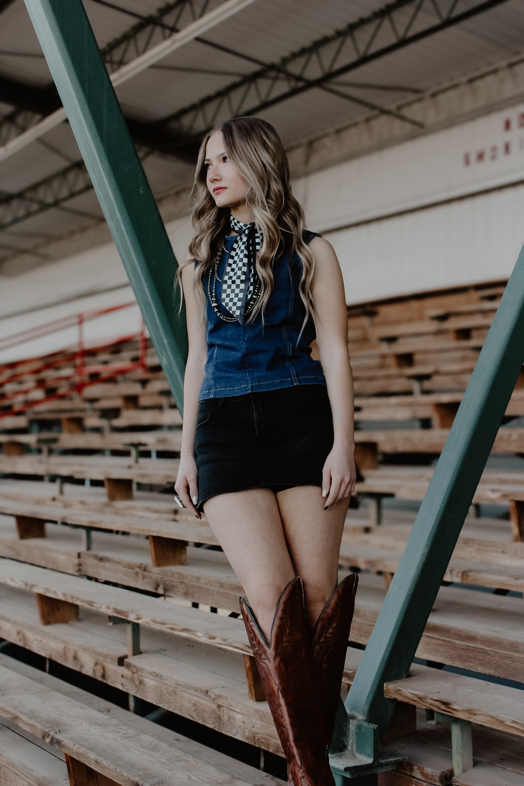 THE BOWEN DENIM TOP - DARK WASH ￼￼