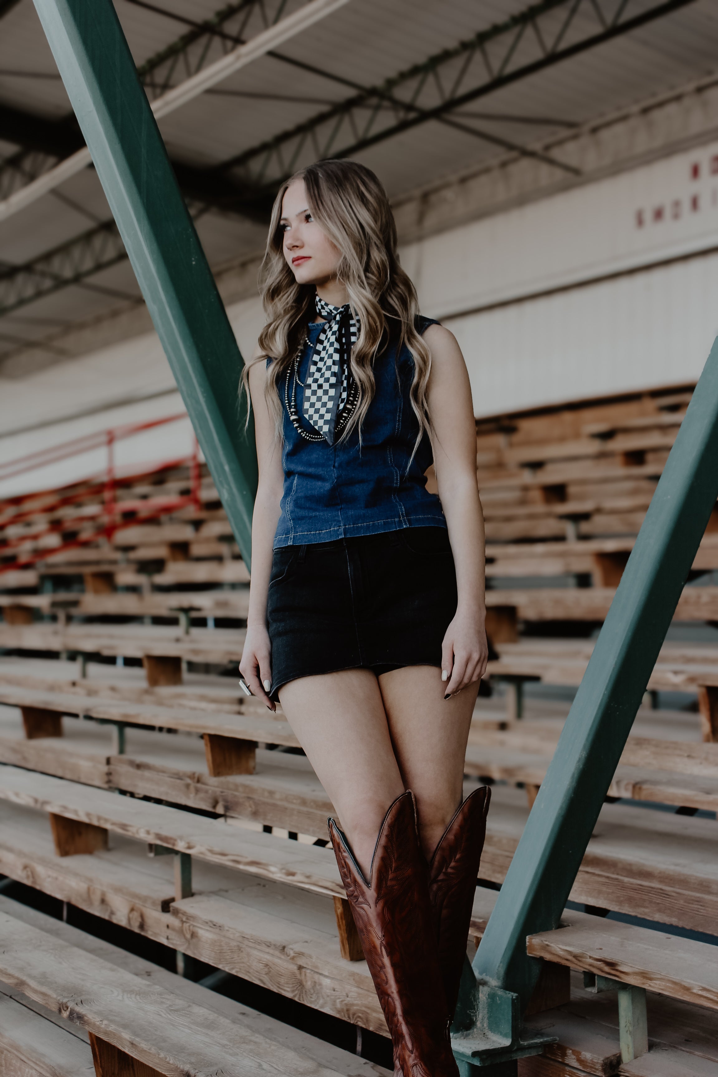 THE BOWEN DENIM TOP - DARK WASH ￼￼
