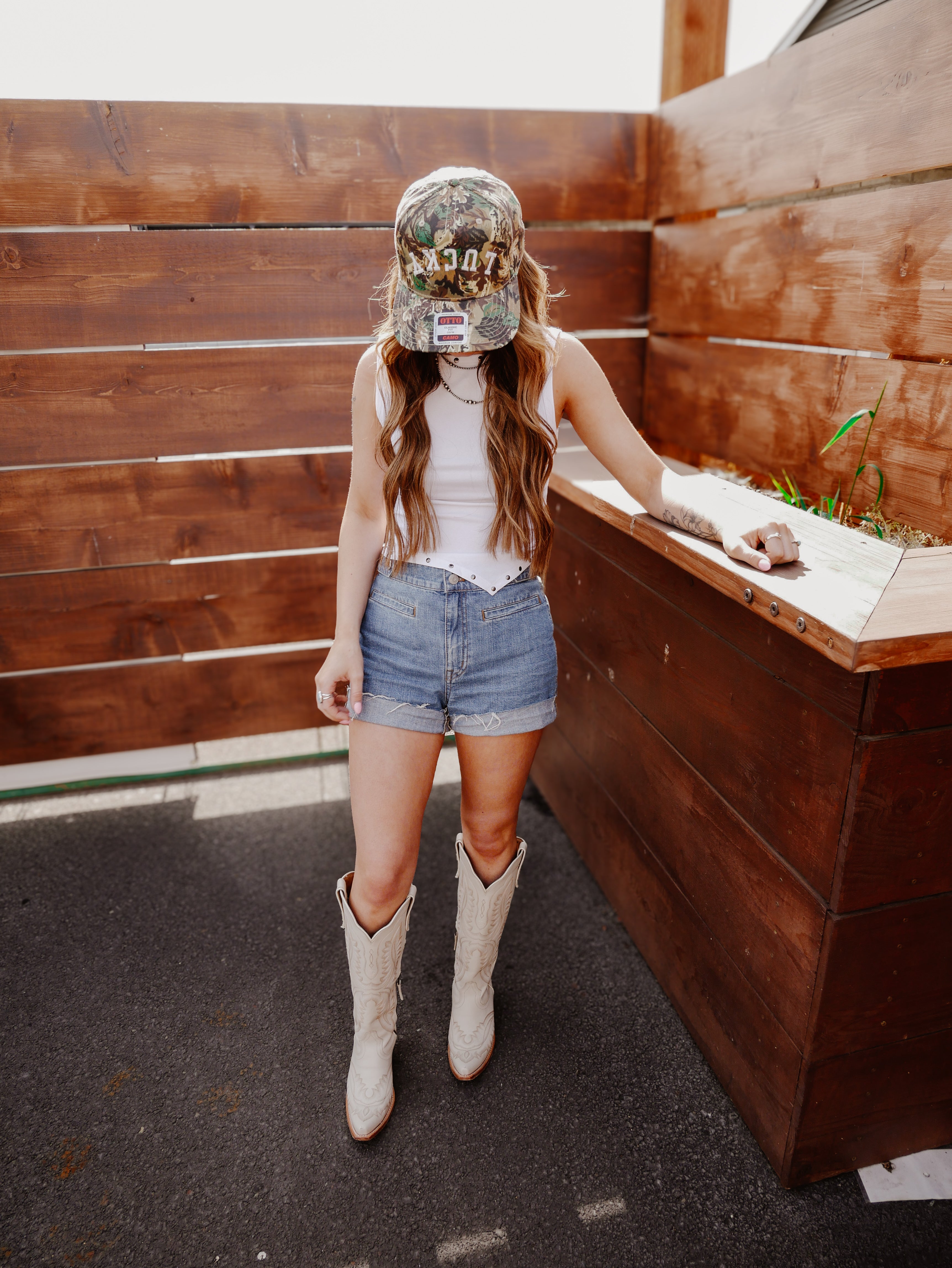 THE LUCKY GIRL CAMO TRUCKER
