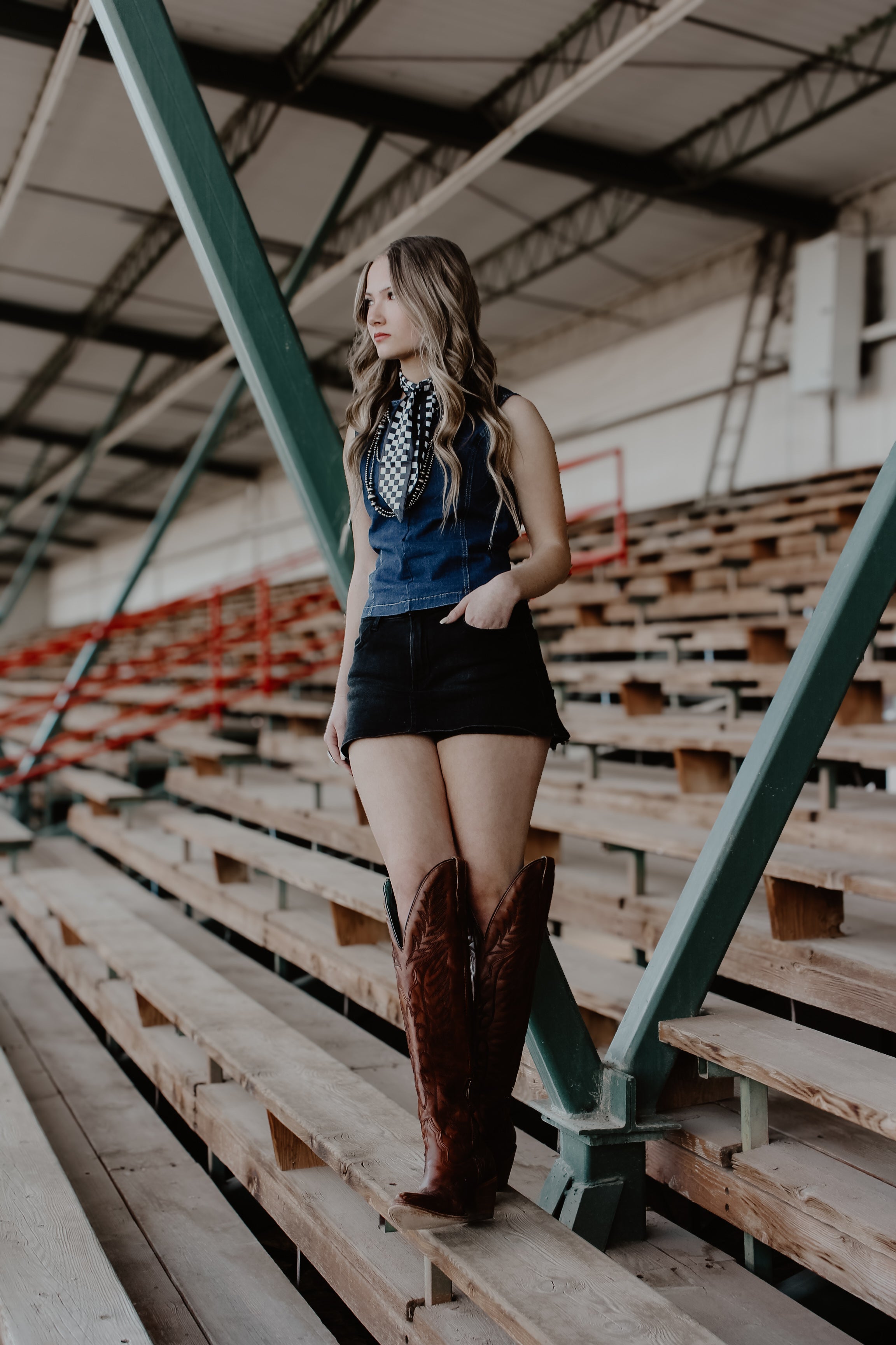THE BOWEN DENIM TOP - DARK WASH ￼￼