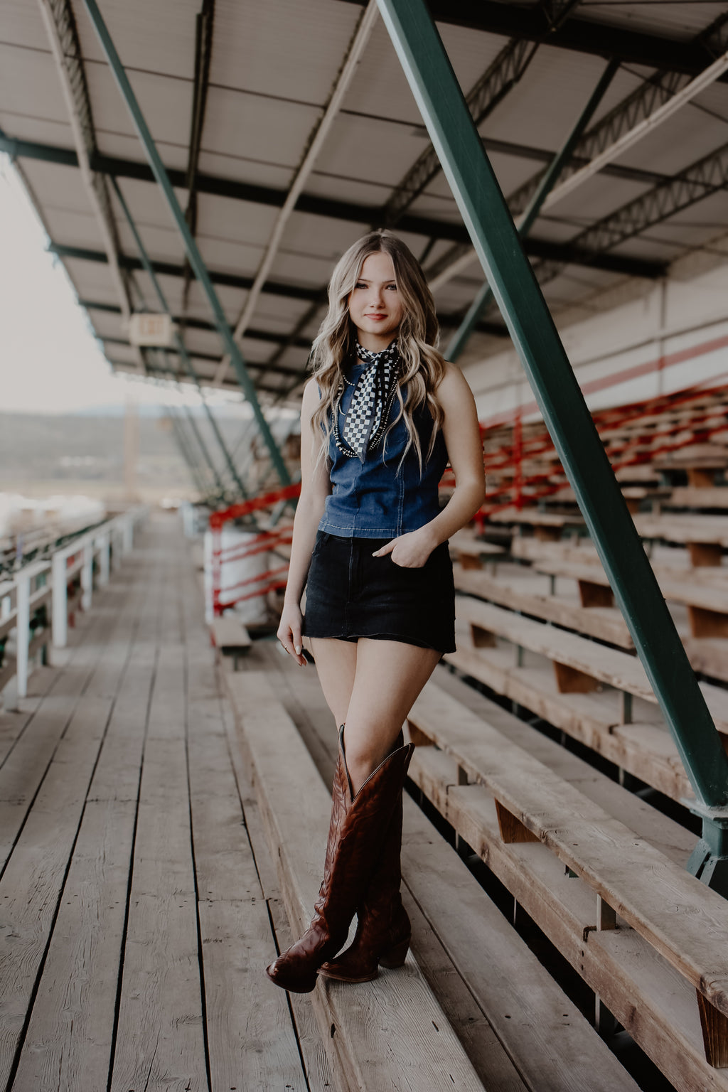 THE BOWEN DENIM TOP - DARK WASH ￼￼