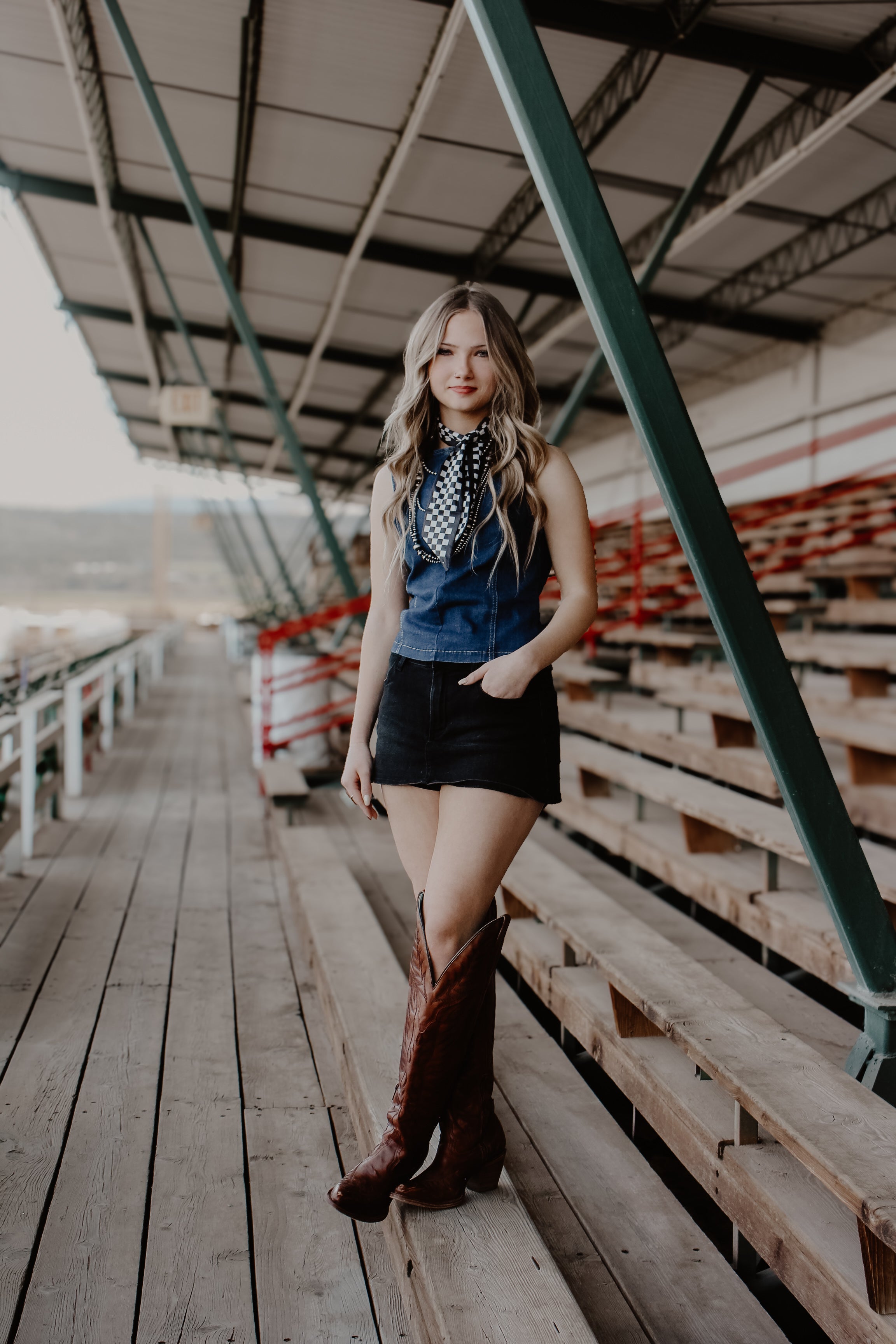 THE BOWEN DENIM TOP - DARK WASH ￼￼