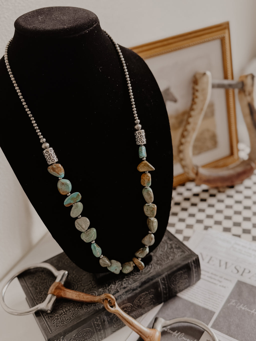 THE HIGH DESERT NECKLACE - Genuine Turquoise & Sterling Pearls