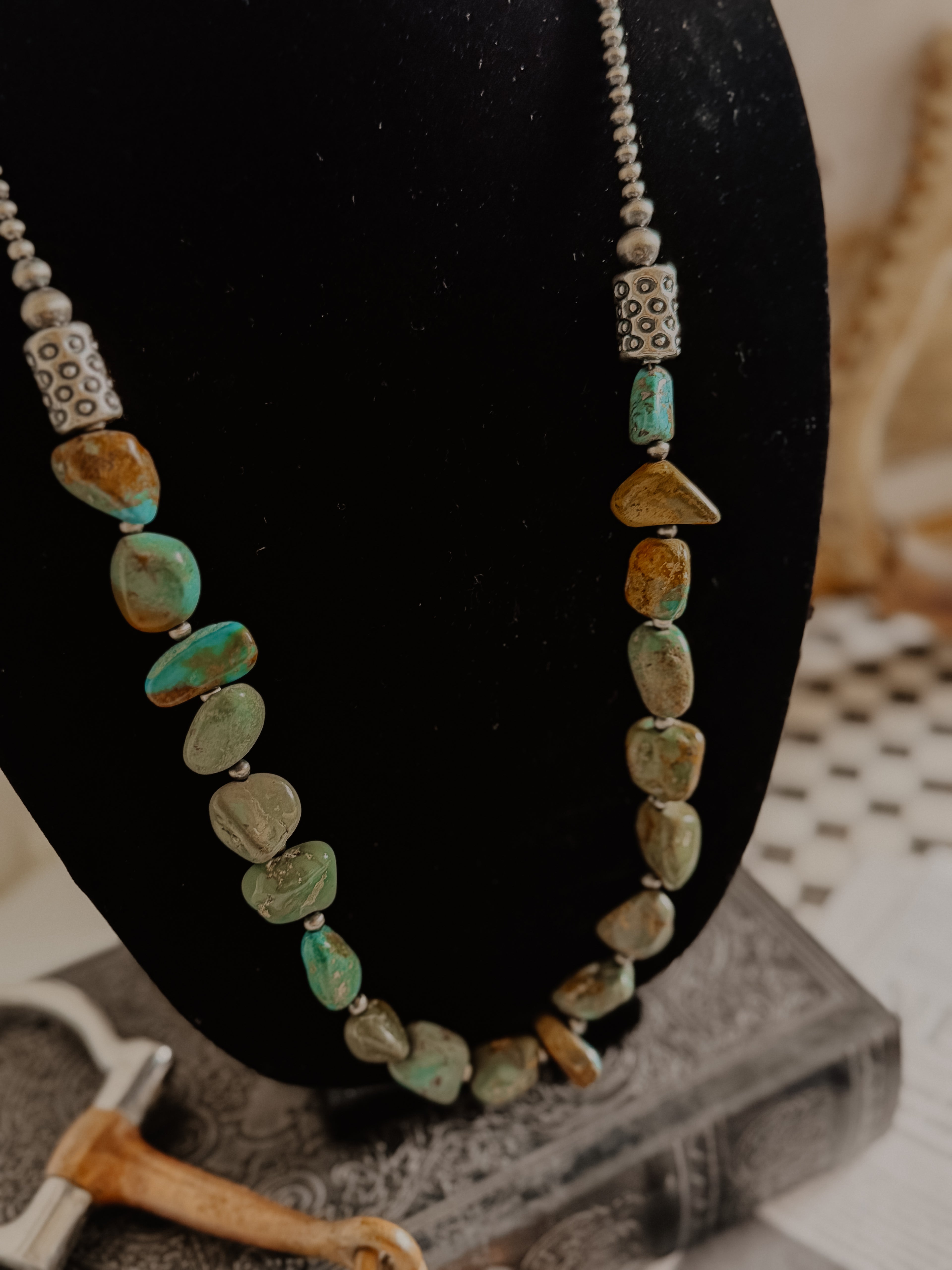 THE HIGH DESERT NECKLACE - Genuine Turquoise & Sterling Pearls