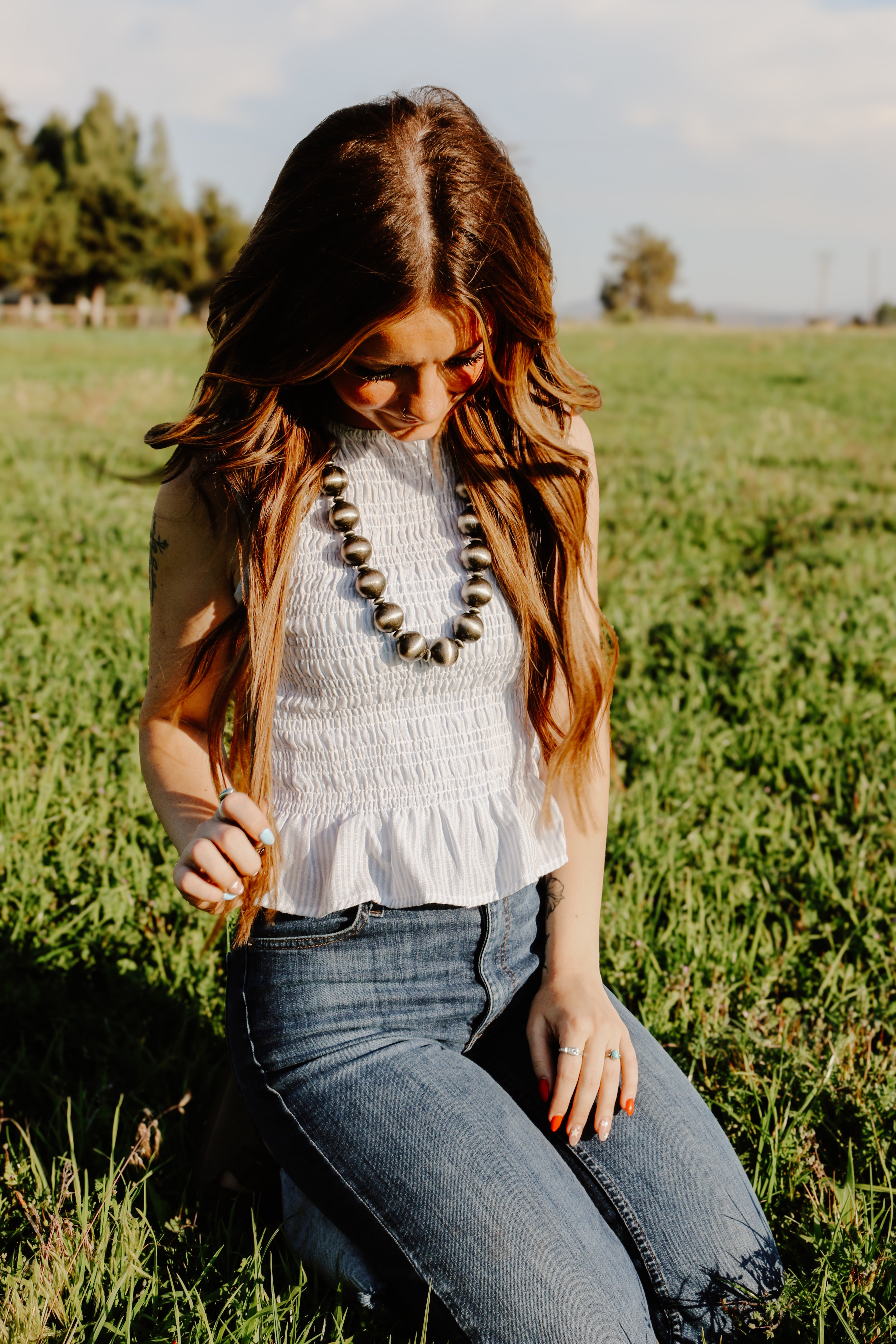THE STRIPE AVERY RUFFLE BLOUSE